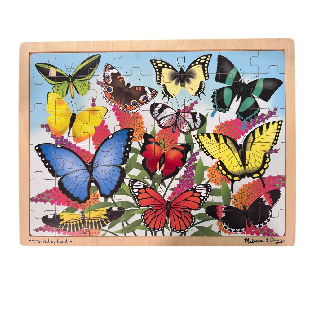 Melissa & Doug Butterfly Garden 48 Piece Wooden Jigsaw Puzzle Tray 2910 Ages 4+